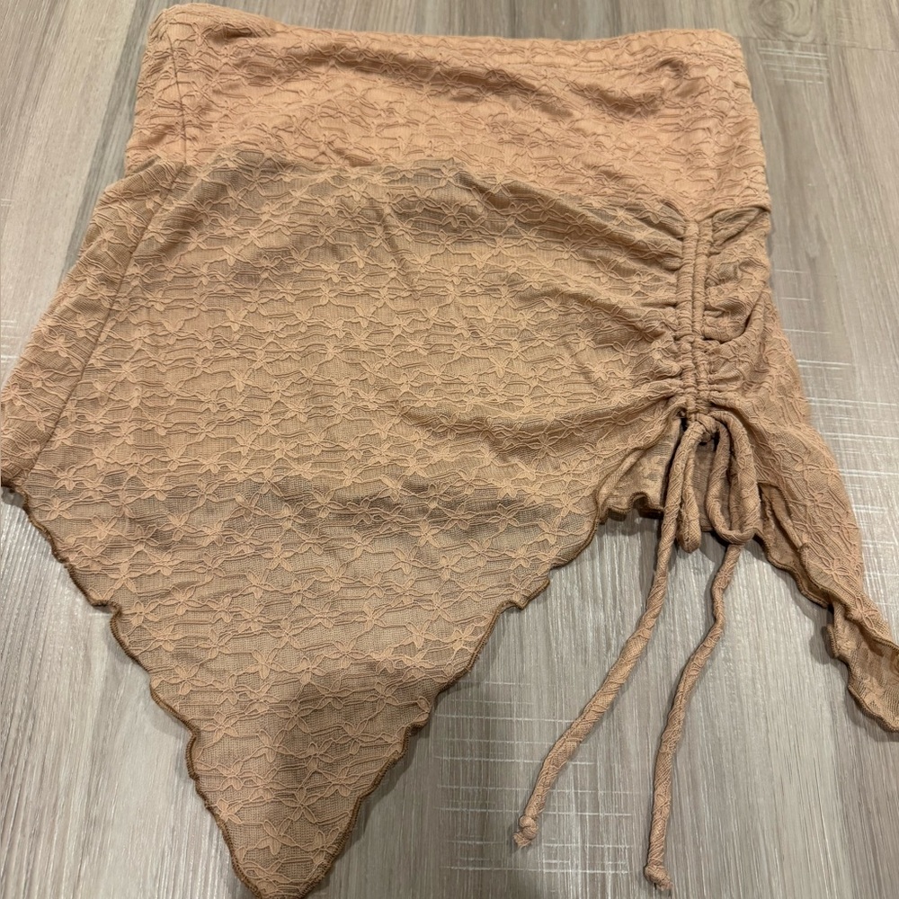 Electric Behavior light Beige Lace ruched tube top
